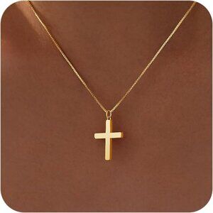 03 Gold Cross Necklace for Women's Gold Plated Dainty Small Cross Pendant Gift